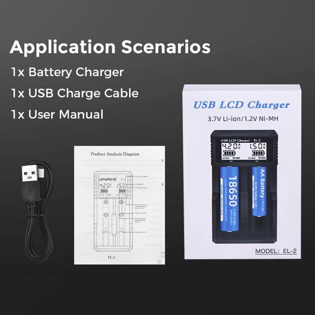 Smart Universal Li-ion USB Type-C 2 Slots Battery Charger